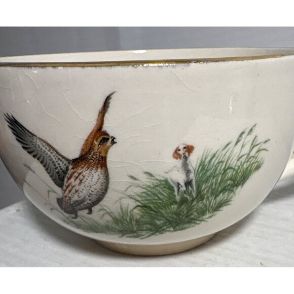 Georgina China Snack Plate & Tea Cup Set USA Breakfast Phesants Cabincore Birds - Picture 10 of 14
